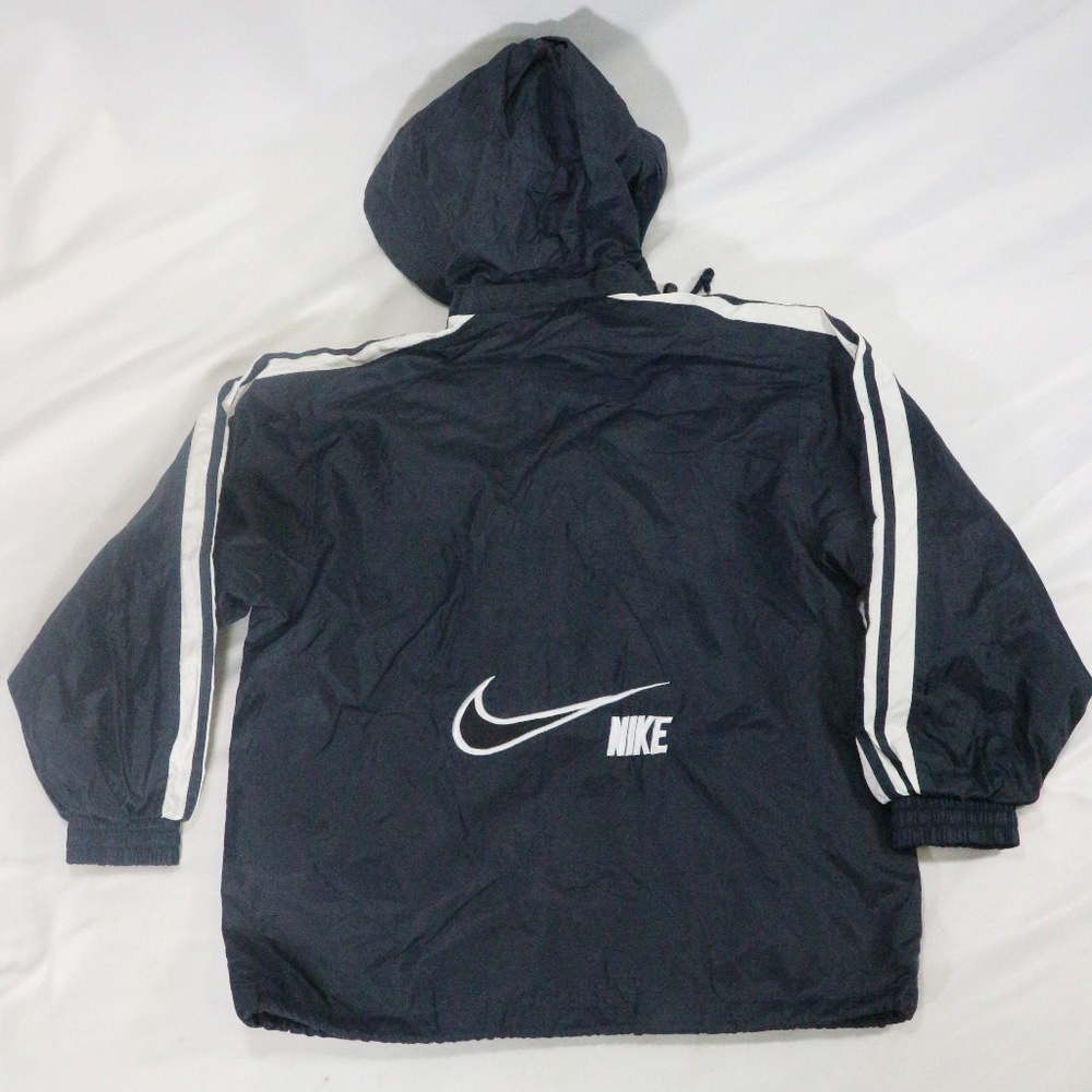VTG NIKE Navy 'Big Swoosh' Removable Hood Jacket